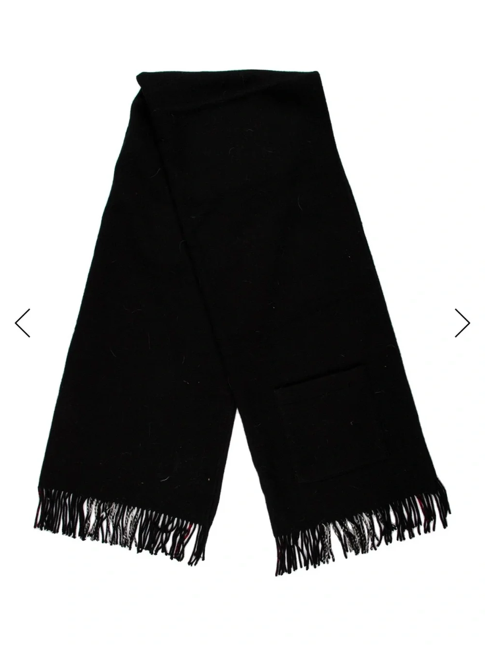 Burberry Black Fringe Knit Scarf with Front Pockets Helena reversible checks
